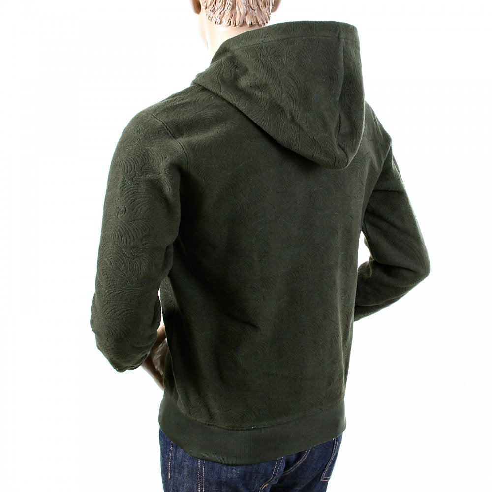 Mens Bottle Green Wool Mix Regular Fit Zipped Front Hoody Jacket