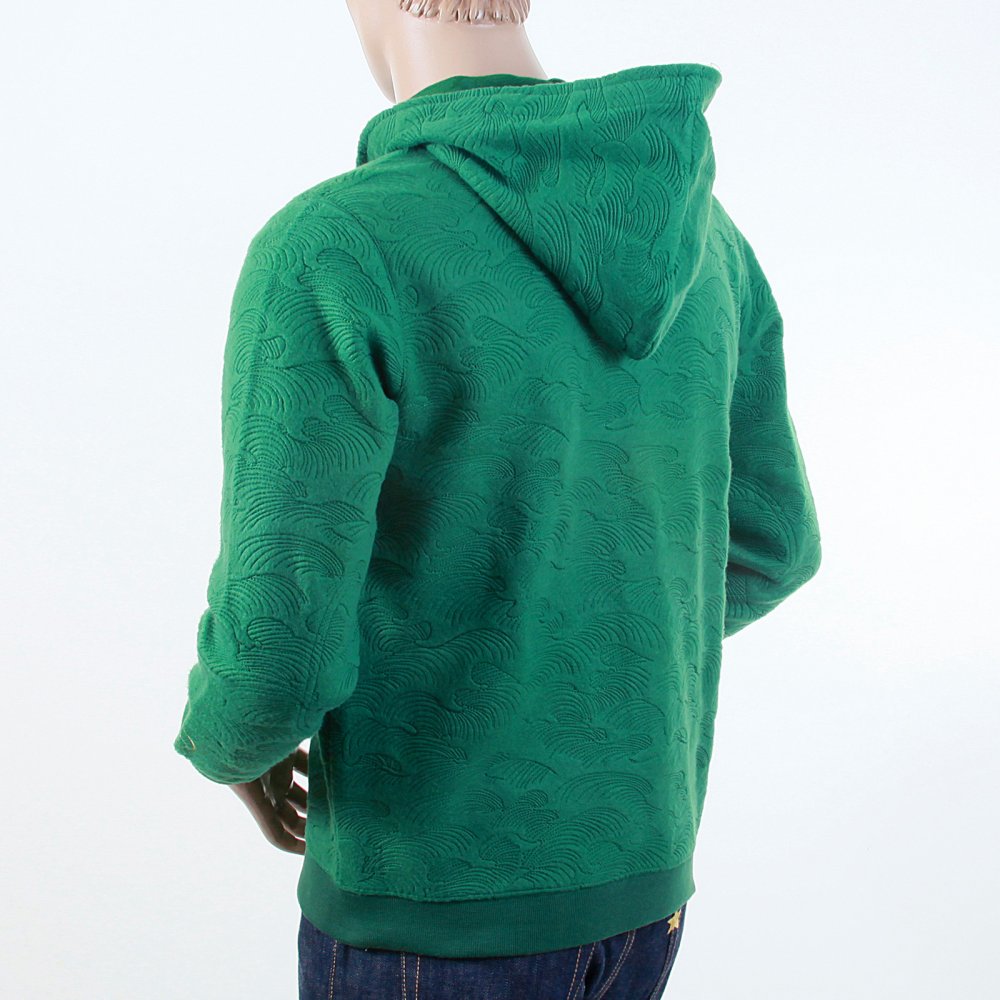 Mens Emerald Green Tsunami Wave Large Fitting Hooded Zipped Sweatshirt
