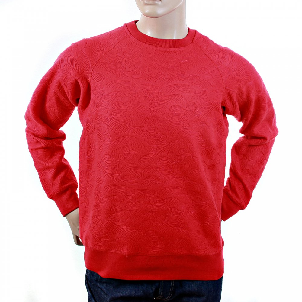 Red Large Fitting Crew Neck Sweatshirt for Men