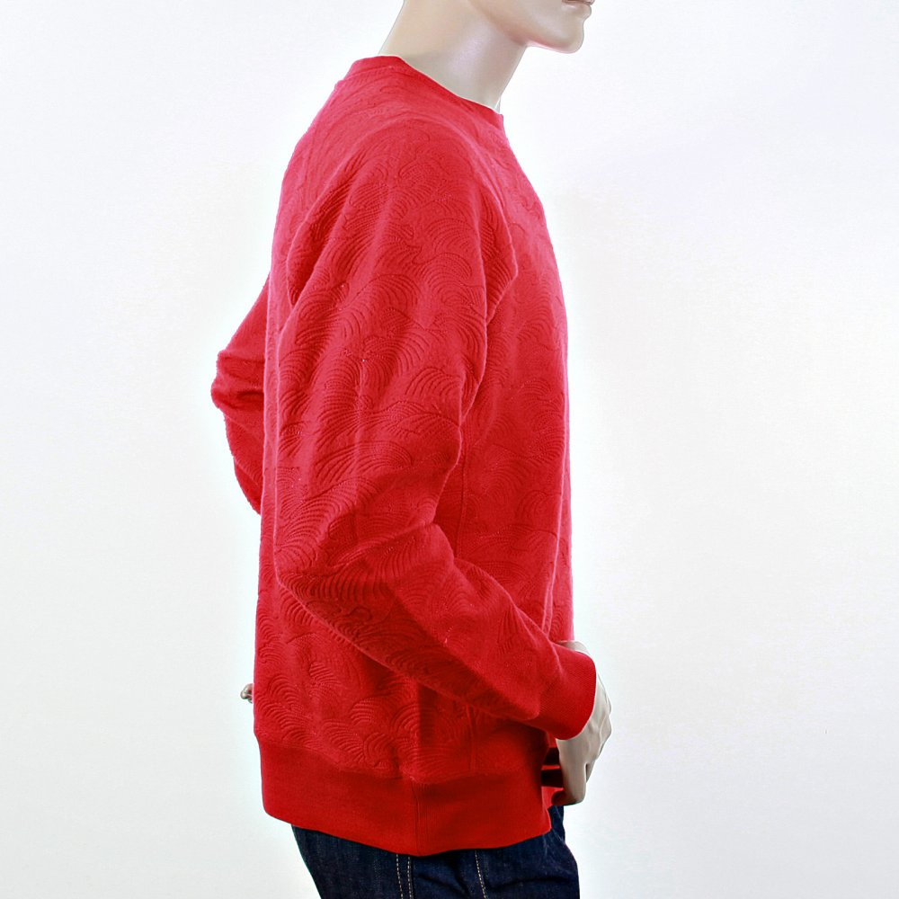 Red Large Fitting Crew Neck Sweatshirt for Men