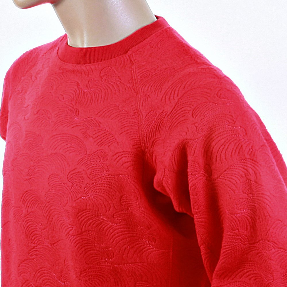 Red Large Fitting Crew Neck Sweatshirt for Men