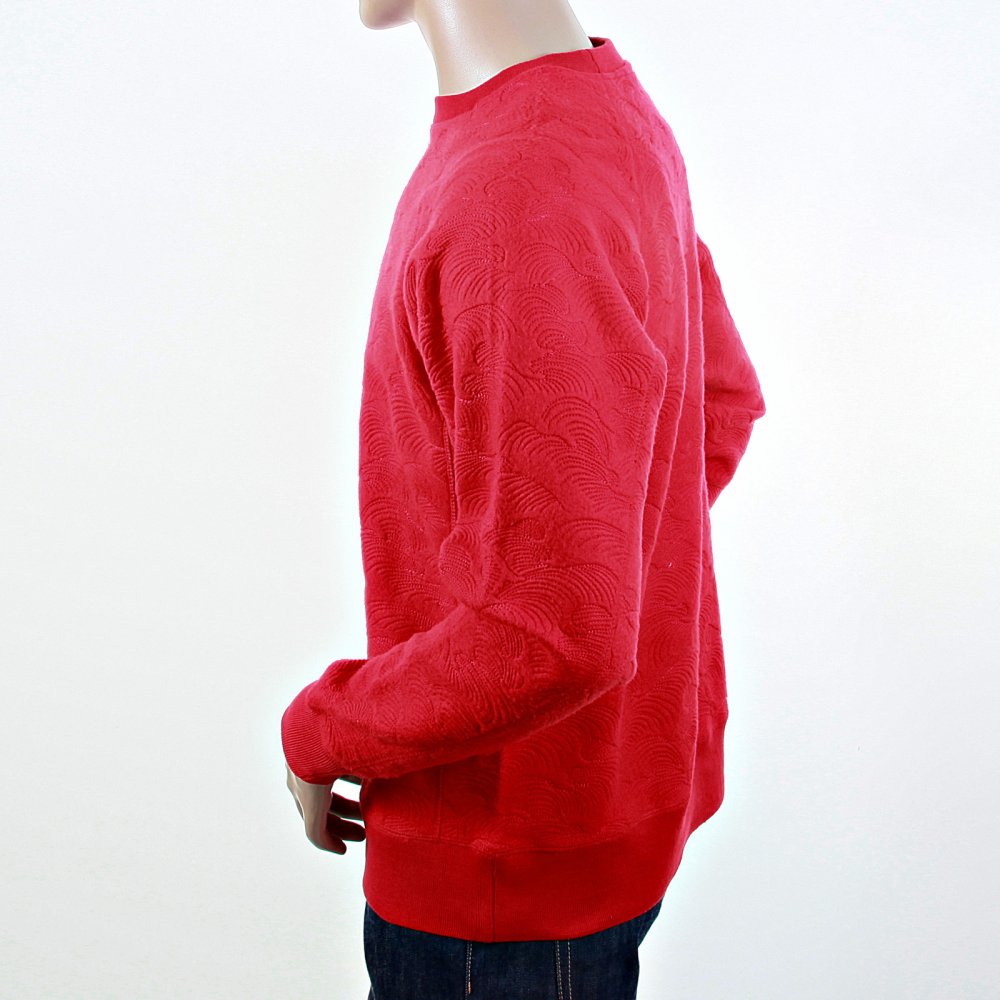 Red Large Fitting Crew Neck Sweatshirt for Men
