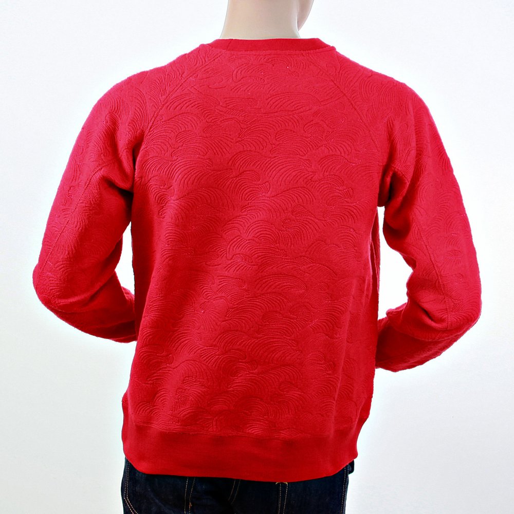 Red Large Fitting Crew Neck Sweatshirt for Men