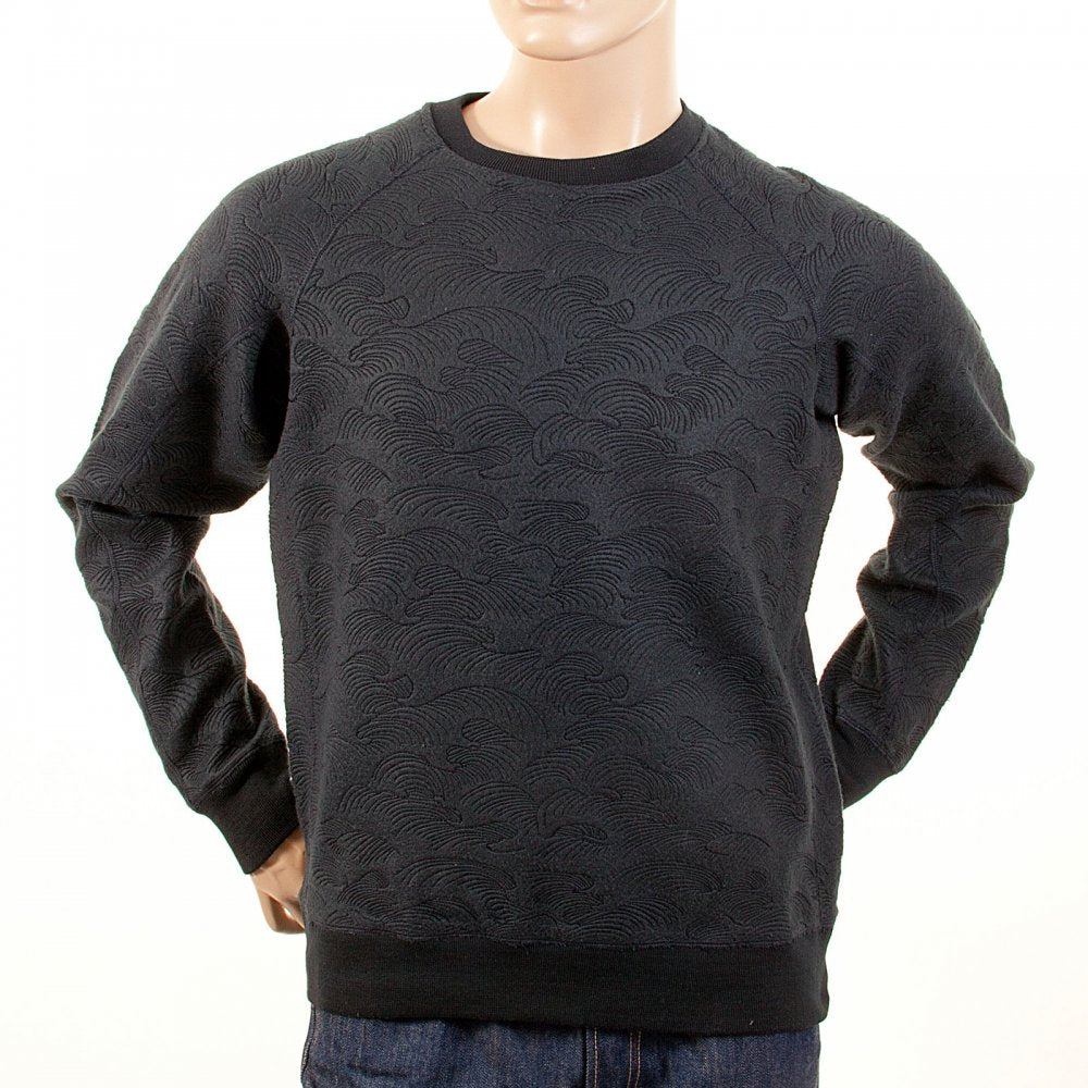 Black Large Fitting Crew Neck Sweat Shirt for Men
