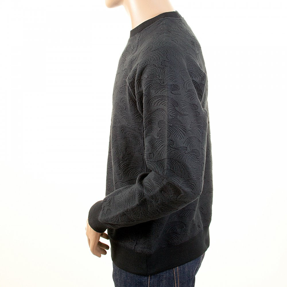 Black Large Fitting Crew Neck Sweat Shirt for Men