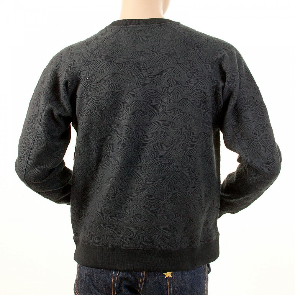 Black Large Fitting Crew Neck Sweat Shirt for Men