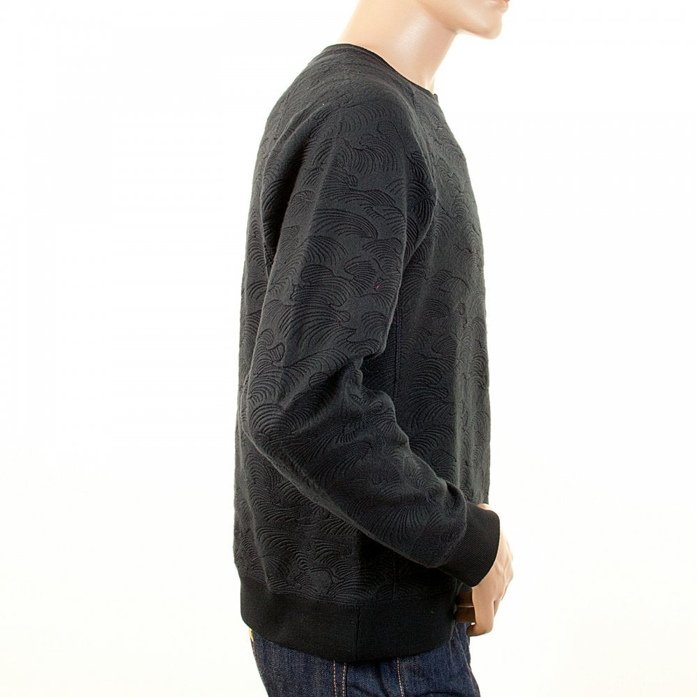 Black Large Fitting Crew Neck Sweat Shirt for Men