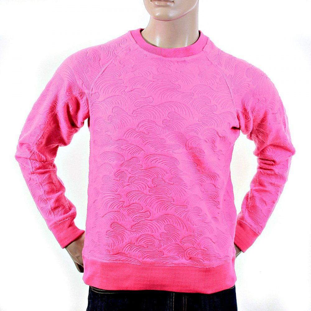 Mens Pink Large Fitting Crew Neck Sweat Shirt