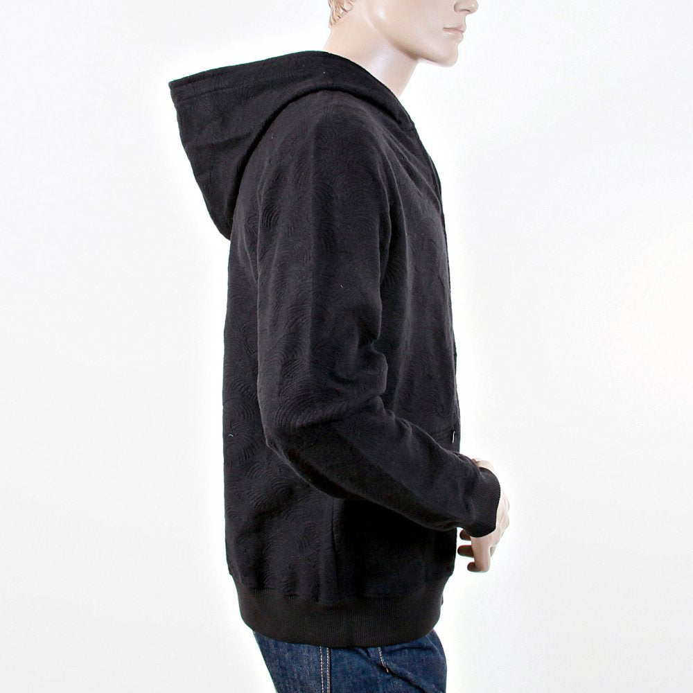 Mens Black Large Fitting Zipped Front Hoody
