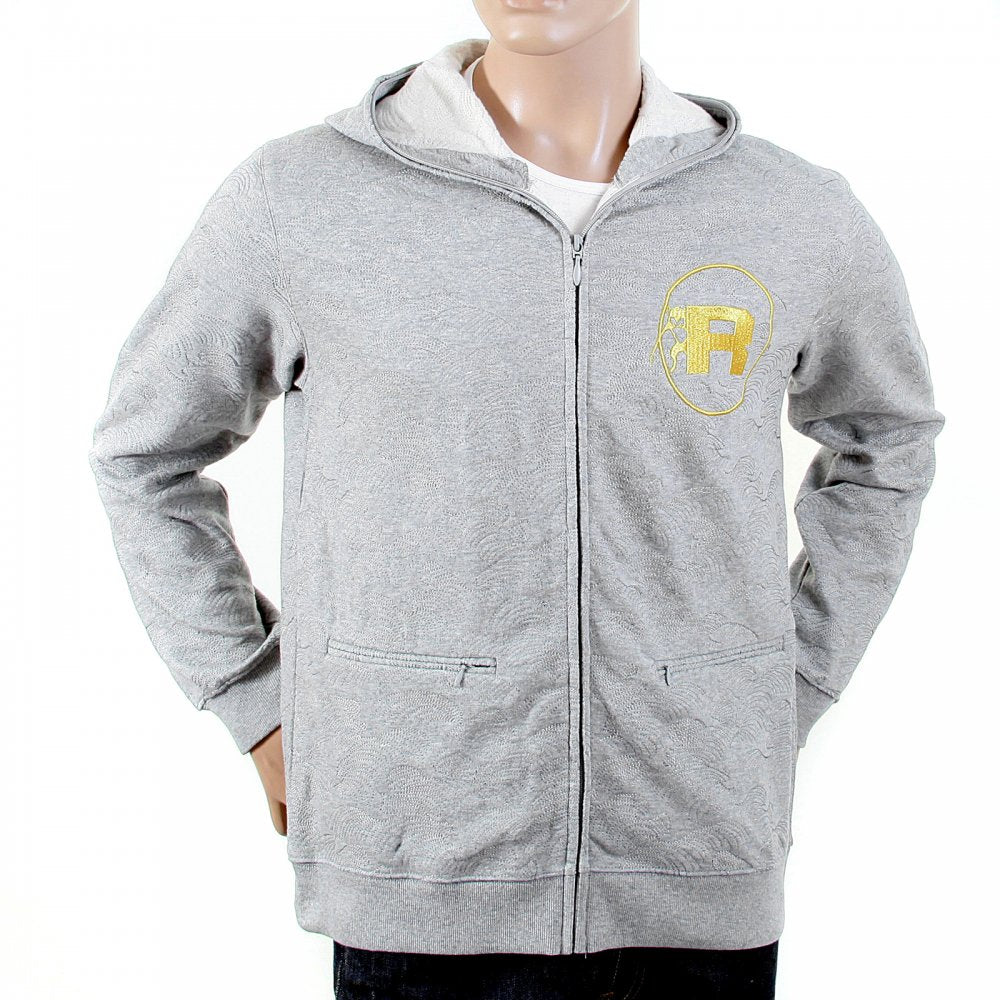 Mens Grey Marl Large Fitting Zipped Front Hoody