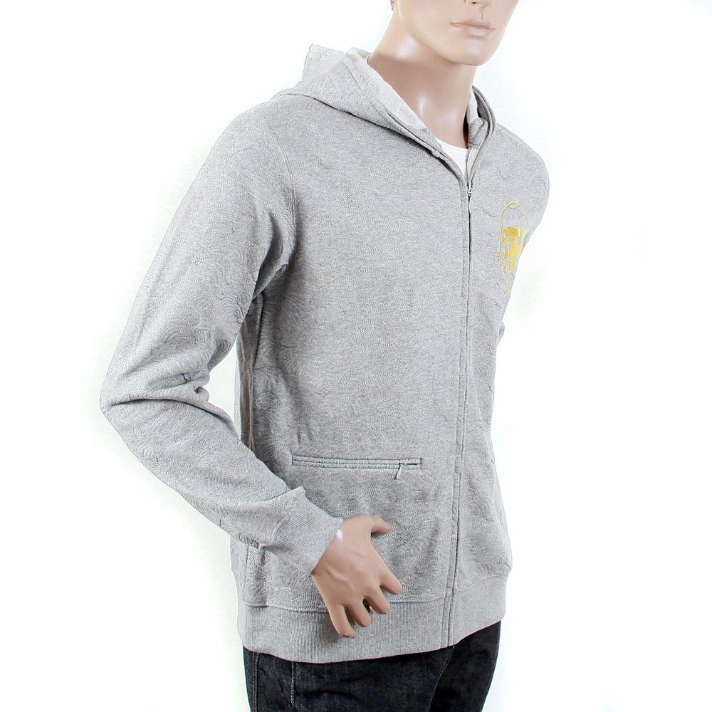 Mens Grey Marl Large Fitting Zipped Front Hoody