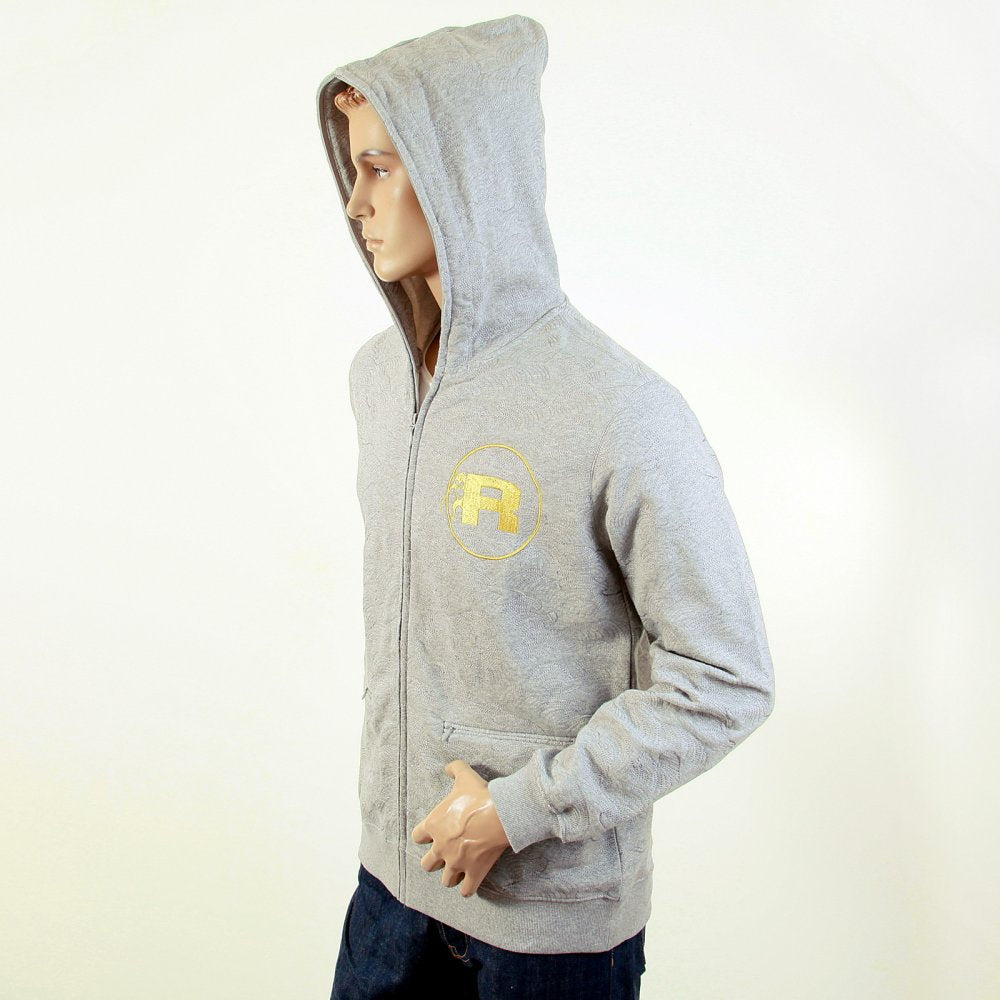 Mens Grey Marl Large Fitting Zipped Front Hoody