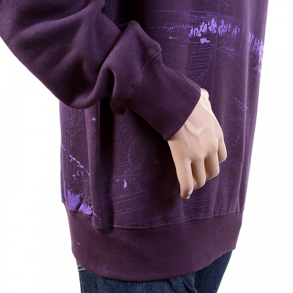 Mens Purple Large Fitting Crew Neck Sweatshirt