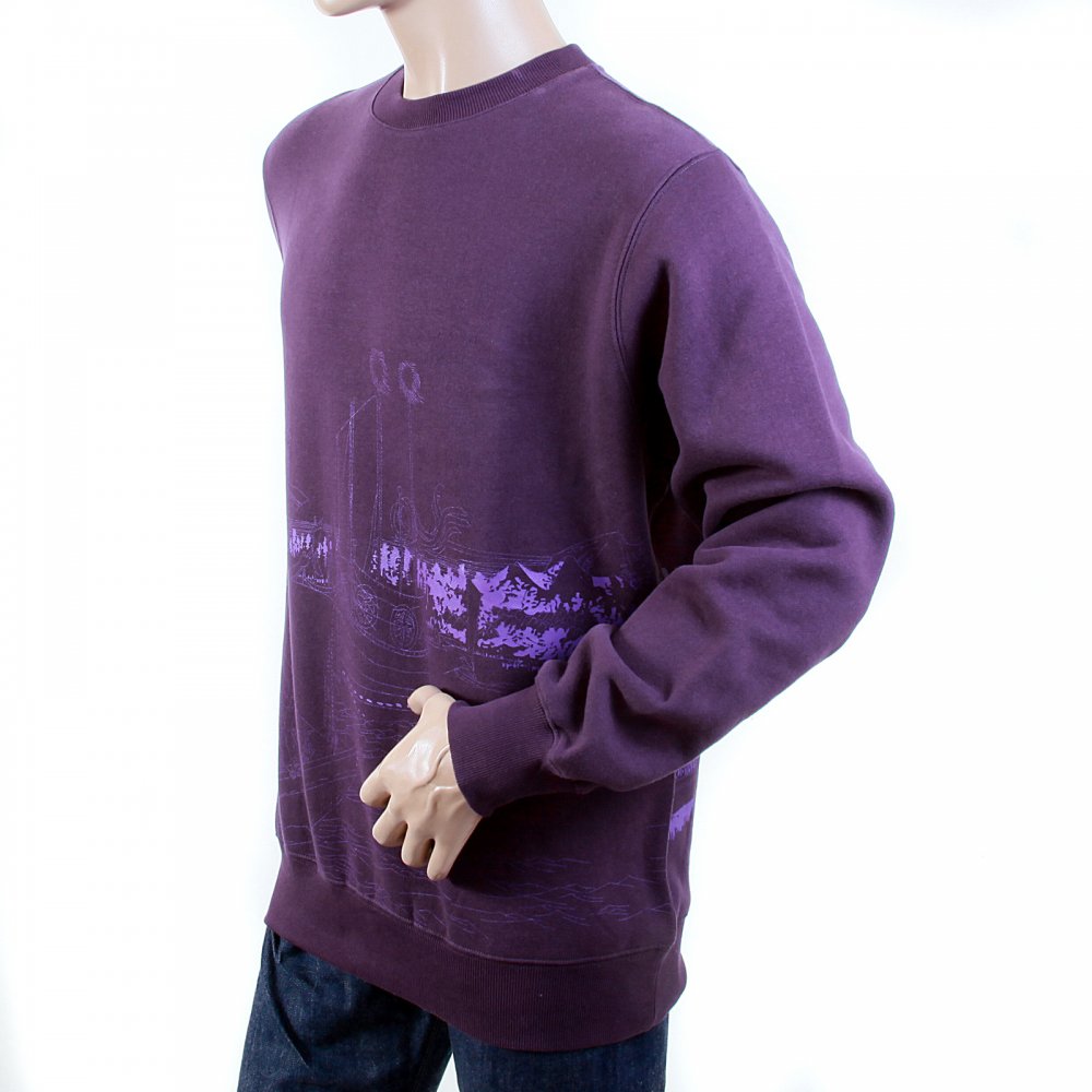 Mens Purple Large Fitting Crew Neck Sweatshirt