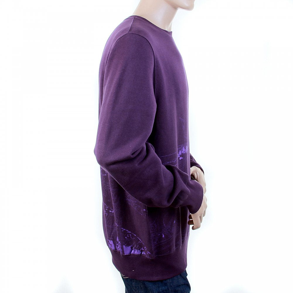 Mens Purple Large Fitting Crew Neck Sweatshirt