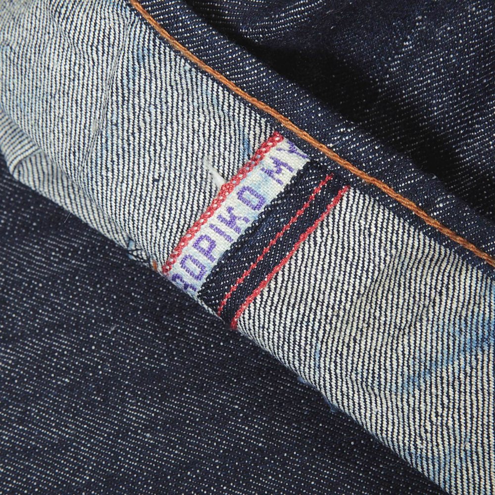 Mens Indigo Raw Japanese Selvedge Denim Jean with Embroidered Monster Rider