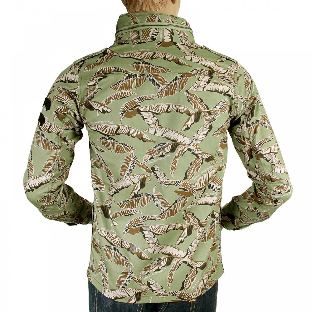 Camo Green Button up Regular Fit Hooded Cotton Field Jacket