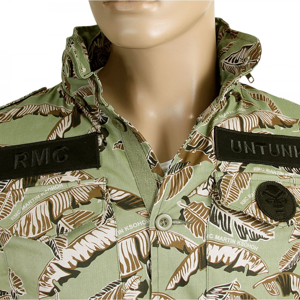 Camo Green Button up Regular Fit Hooded Cotton Field Jacket