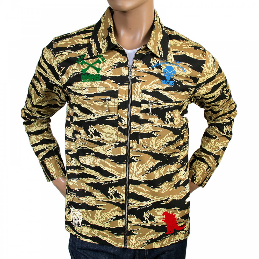 Mens Camo Sand Zipped Regular Fit Cotton Jacket