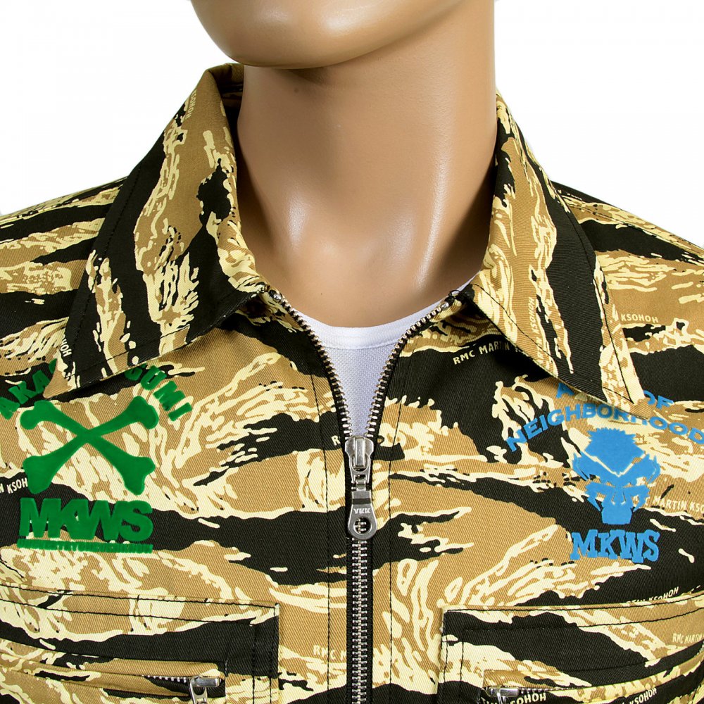 Mens Camo Sand Zipped Regular Fit Cotton Jacket