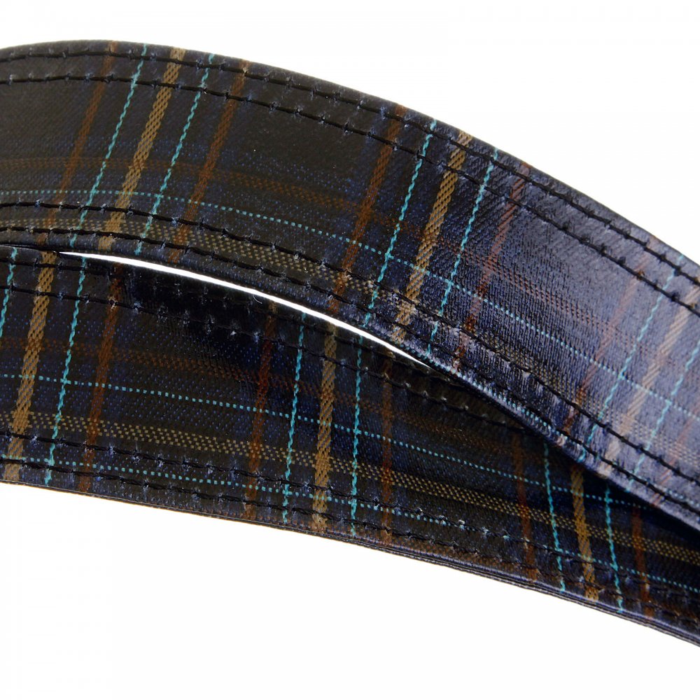 Unisex Coated Denim with Laminated Tartan Lining Shopper Bag