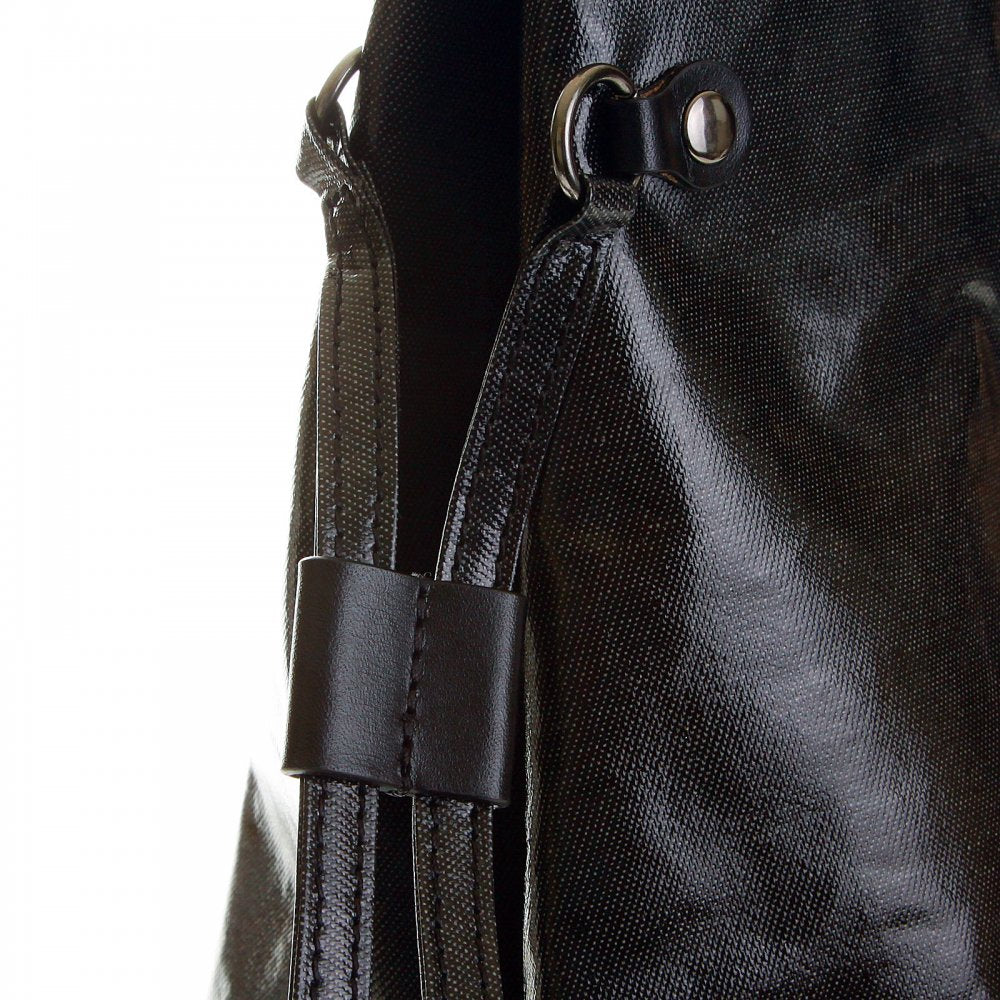 Unisex Coated Denim with Laminated Tartan Lining Shopper Bag