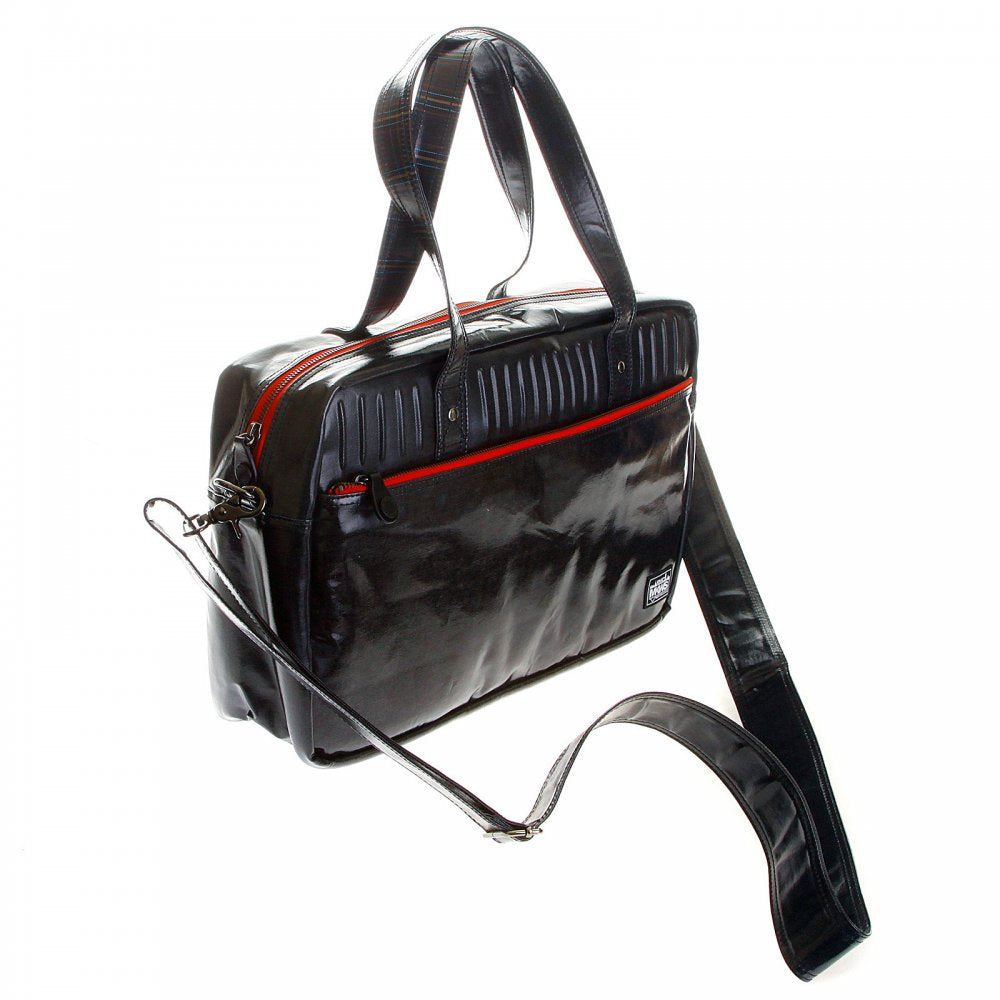 Unisex Coated Denim with Laminated Tartan Lining Hand Carry Office Bag