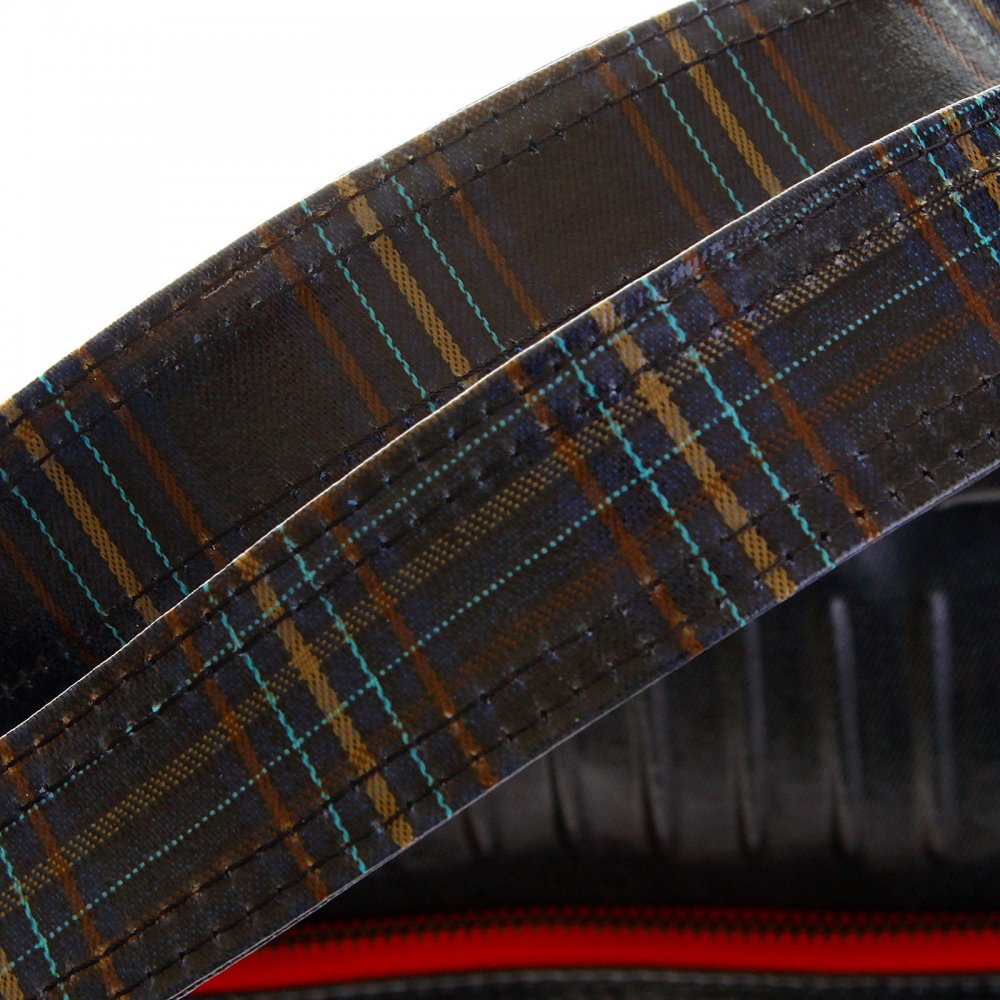Unisex Coated Denim with Laminated Tartan Lining Hand Carry Office Bag