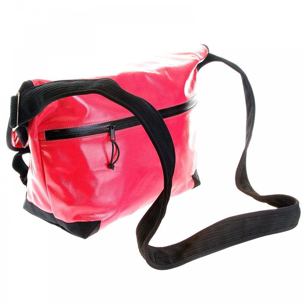 Unisex Bubblegum Pink Laminated Canvas Shoulder Cyclist Fashion Bag