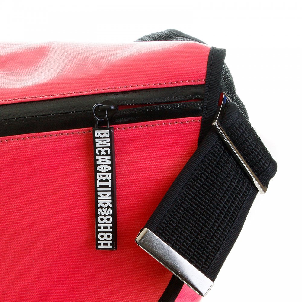Unisex Bubblegum Pink Laminated Canvas Shoulder Cyclist Fashion Bag