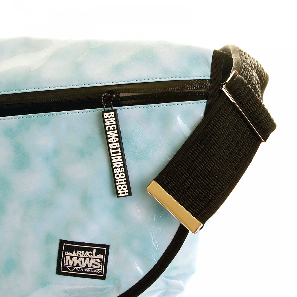 Mens Unisex Aqua Blue PVC Coated Canvas Shoulder Cyclist Fashion Bag