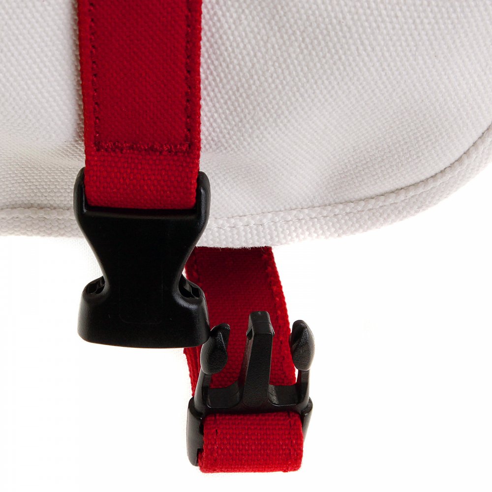 Unisex White Canvas with Red and Navy Canvas Trip Shoulder Bag