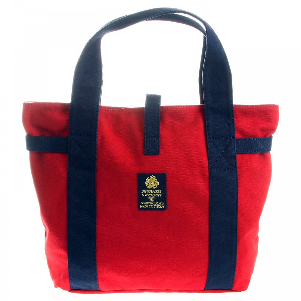 Unisex Red Canvas with Navy Canvas Handles and Trim Hand Carry Bag