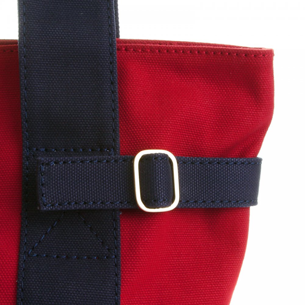 Unisex Red Canvas with Navy Canvas Handles and Trim Hand Carry Bag