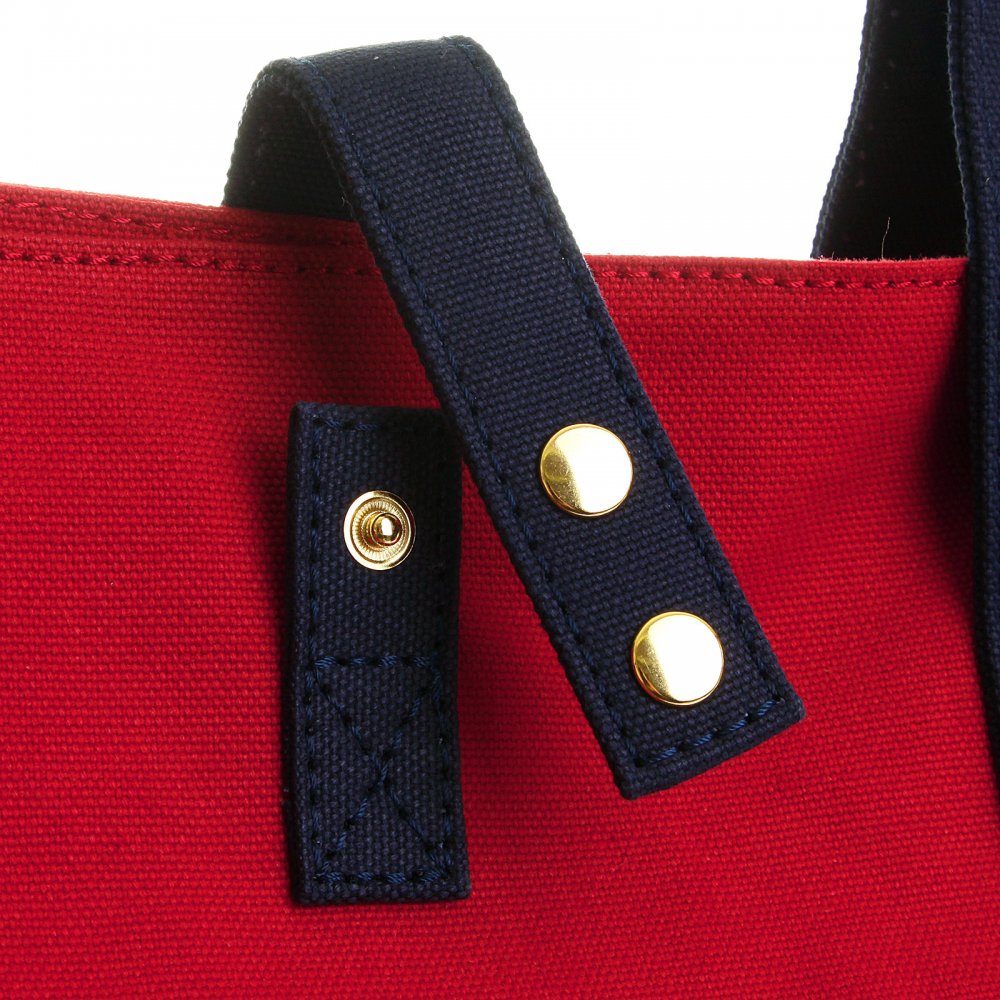 Unisex Red Canvas with Navy Canvas Handles and Trim Hand Carry Bag