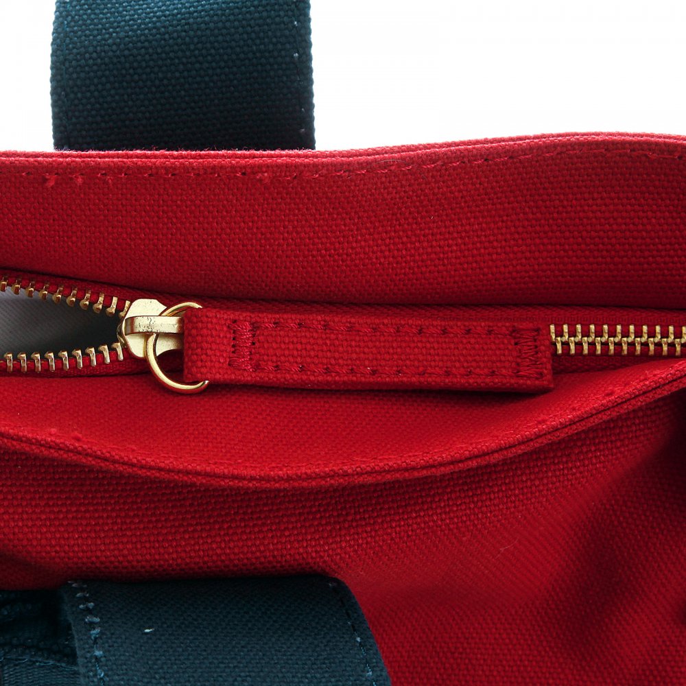 Unisex Red Canvas with Navy Canvas Handles and Trim Hand Carry Bag