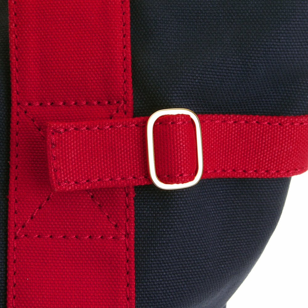 Unisex Navy Canvas with Red Canvas Handles and Trim Hand Carry Bag