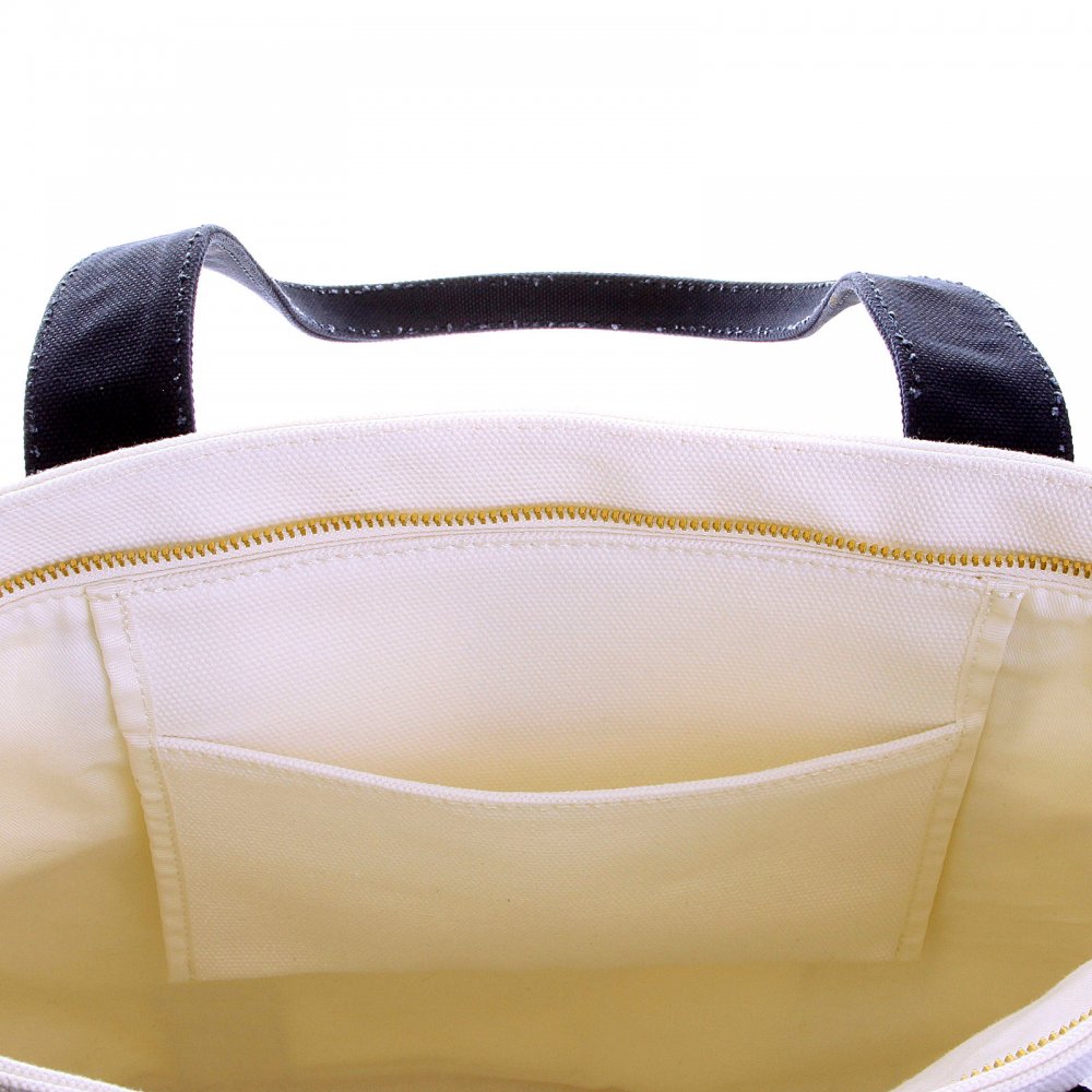 Unisex White Canvas with Red Canvas Base and Navy Canvas Handles Shopper Bag