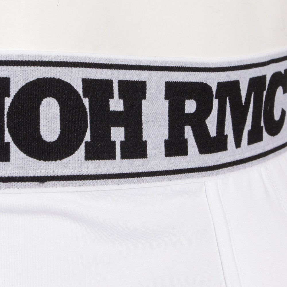 Mens White Stretch Cotton Trunks with Tsunami Waves Design