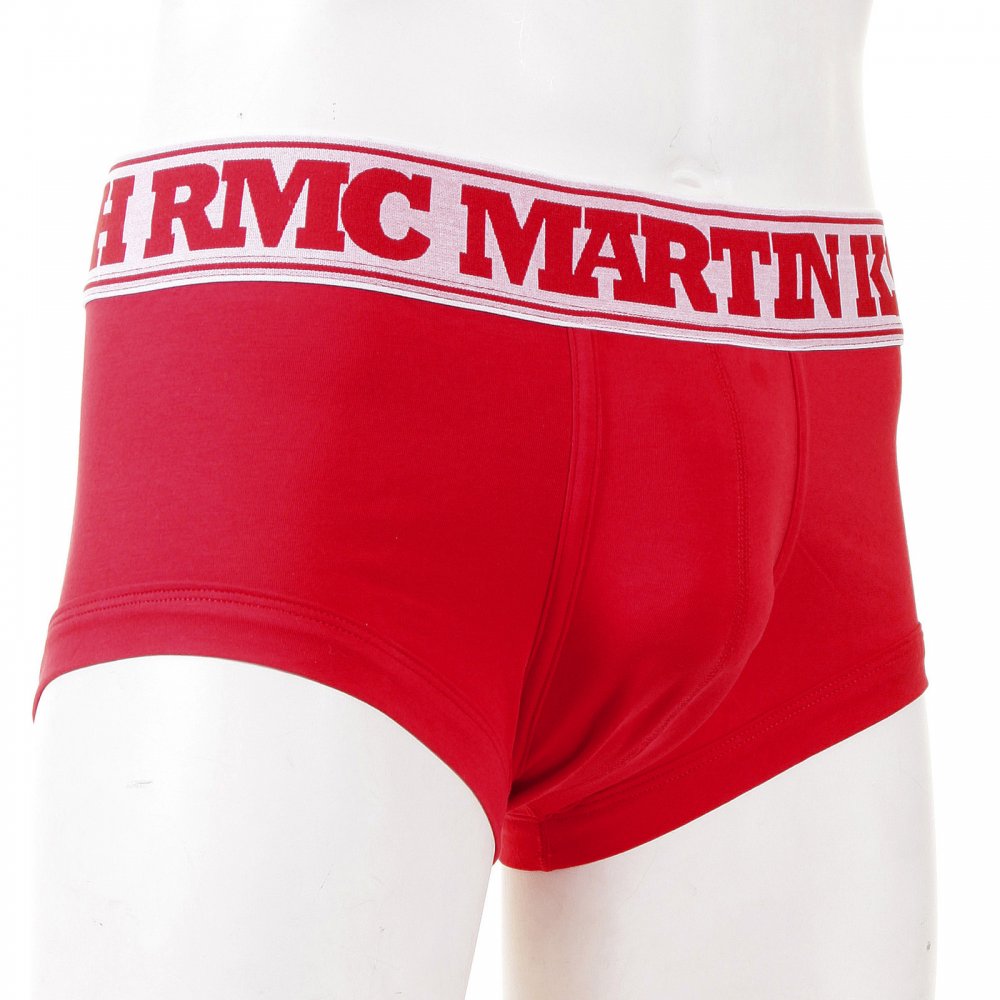 Mens Red Stretch Cotton Trunks with Signature Logo