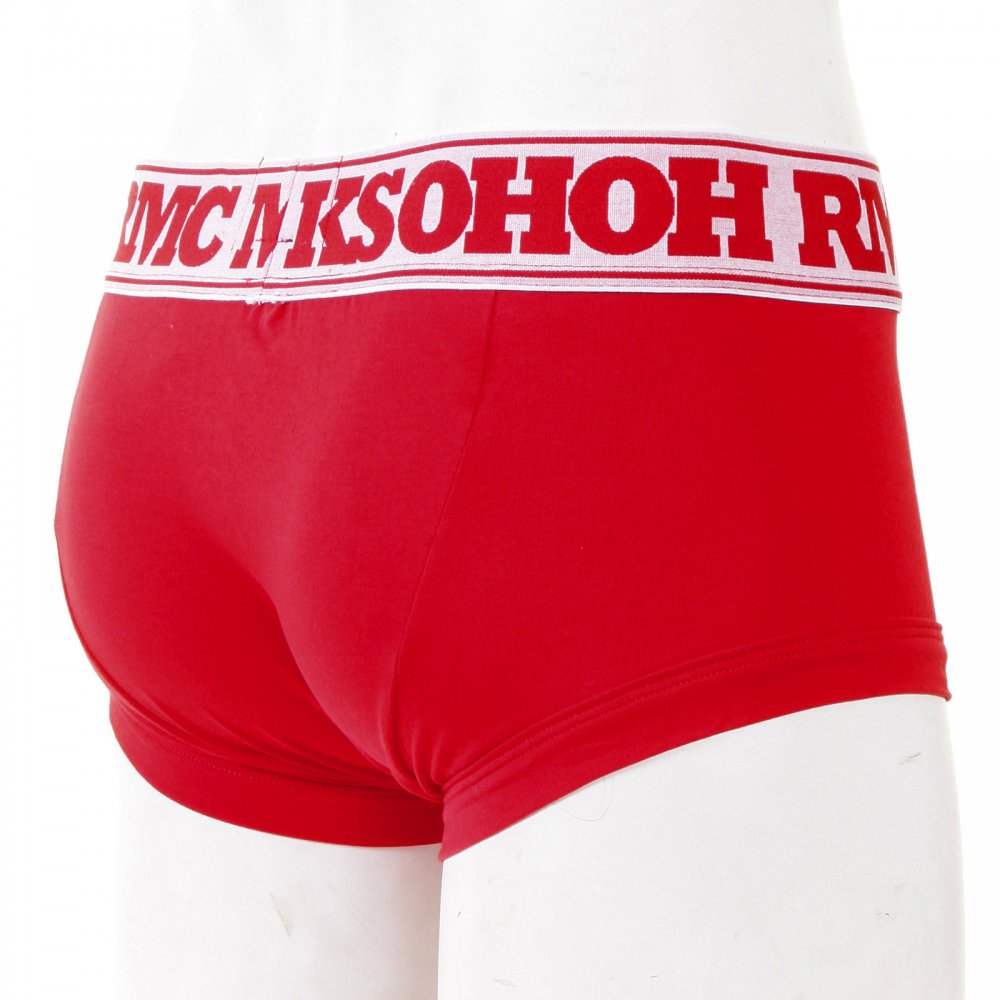 Mens Red Stretch Cotton Trunks with Signature Logo