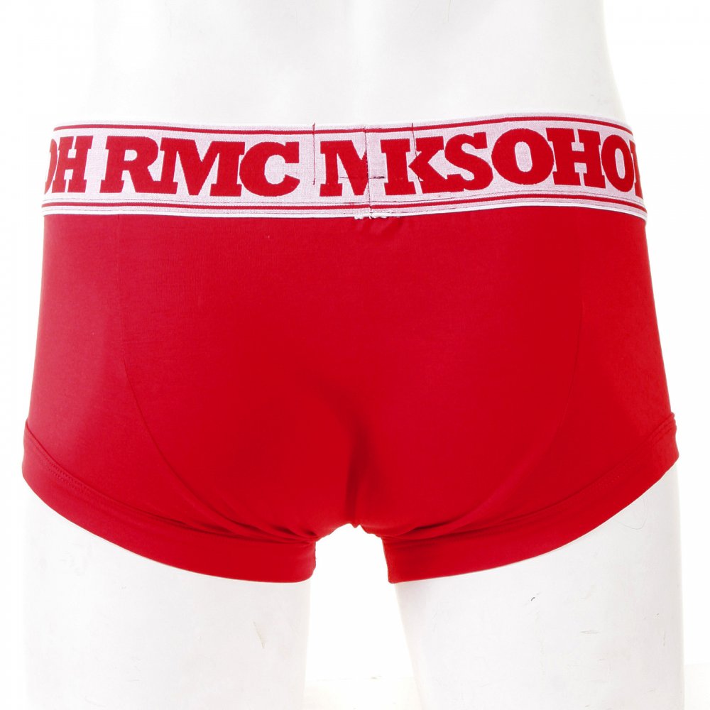 Mens Red Stretch Cotton Trunks with Signature Logo