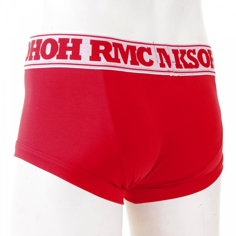 Mens Red Stretch Cotton Trunks with Signature Logo