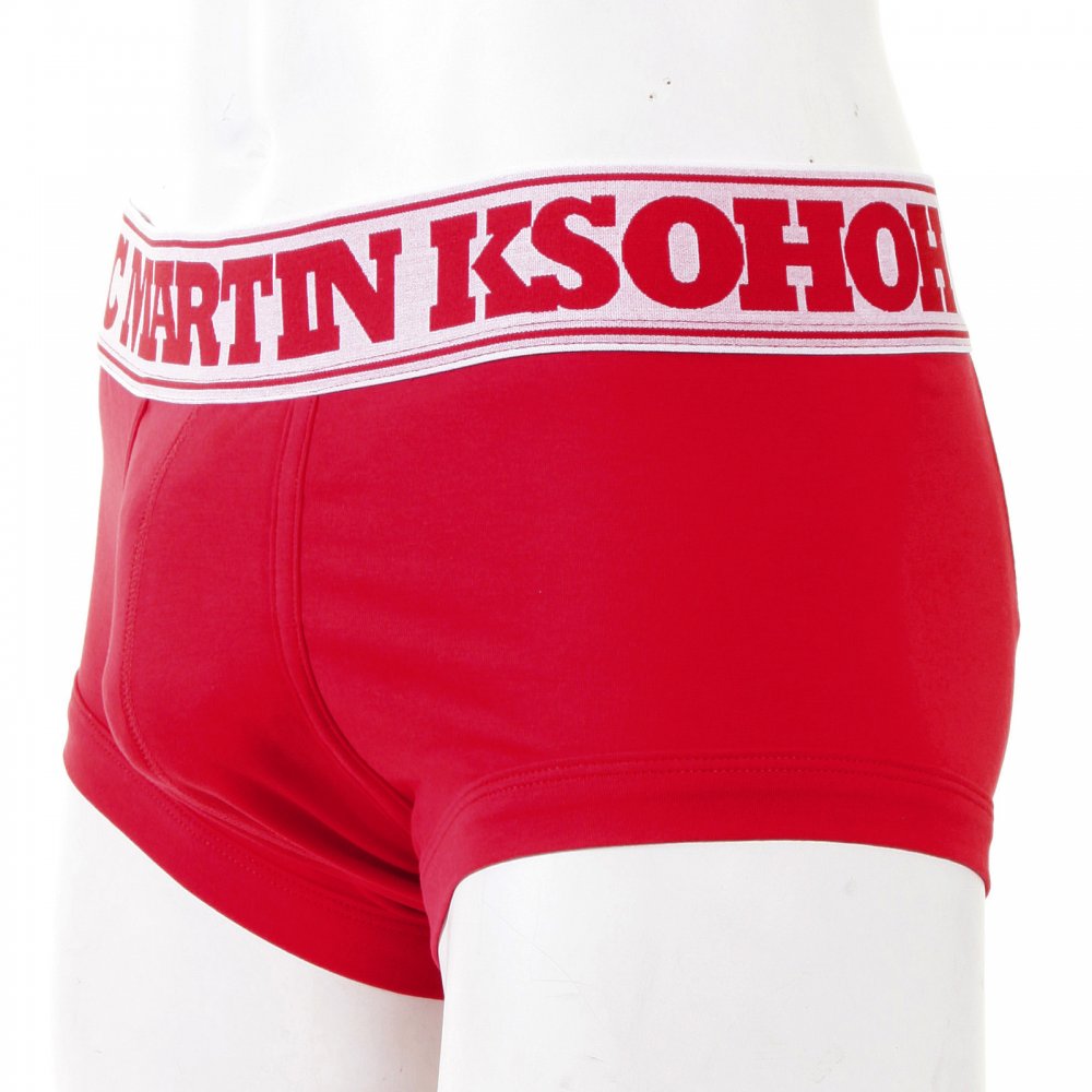 Mens Red Stretch Cotton Trunks with Signature Logo
