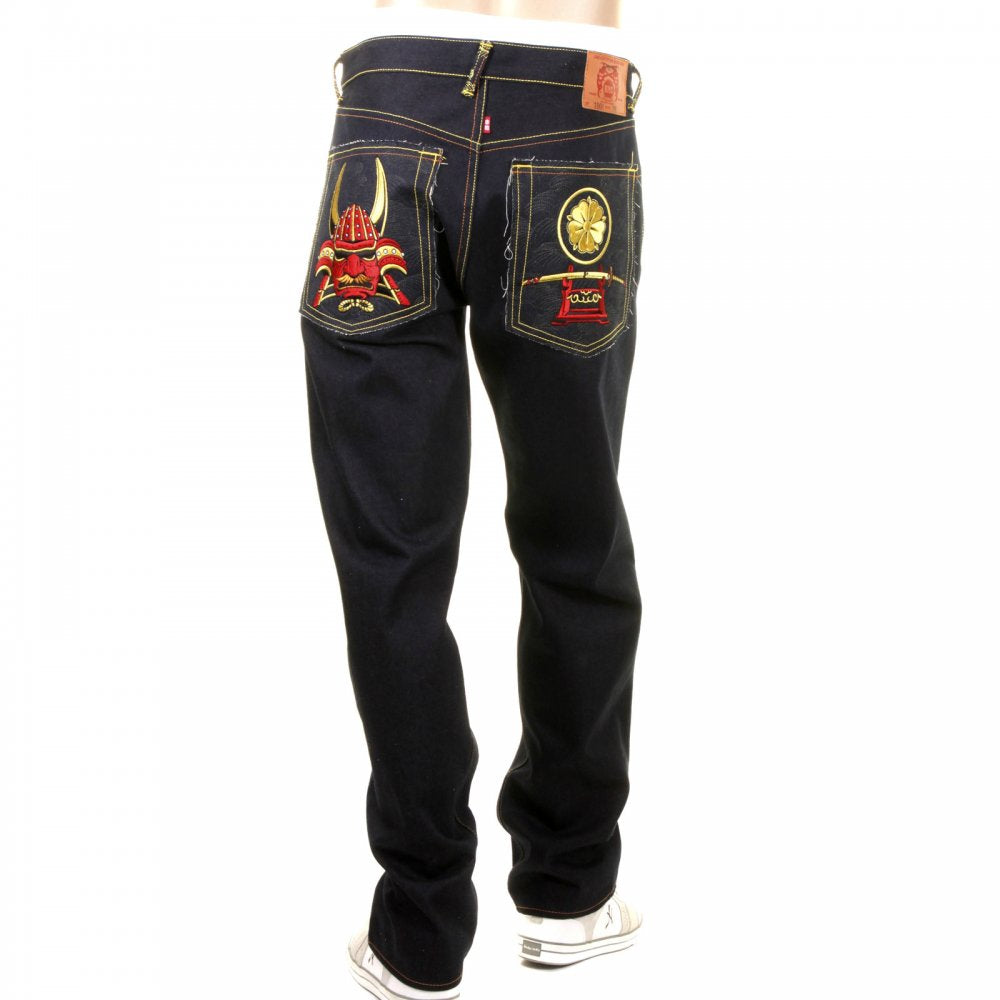 Mens Dark Indigo Selvedge Raw Denim Jean with Slim Cut