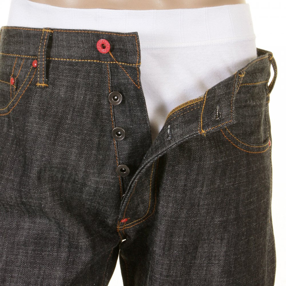 Mens Black Selvedge Raw Denim Jeans with Super Exclusive Design