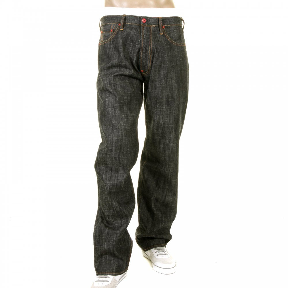 Mens Black Selvedge Raw Denim Jeans with Super Exclusive Design