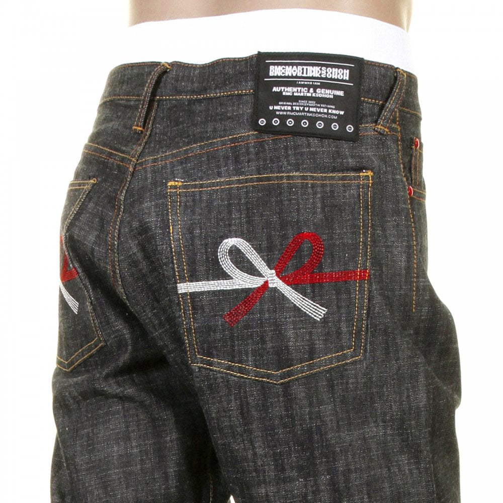 Mens Black Selvedge Raw Denim Jeans with Super Exclusive Design