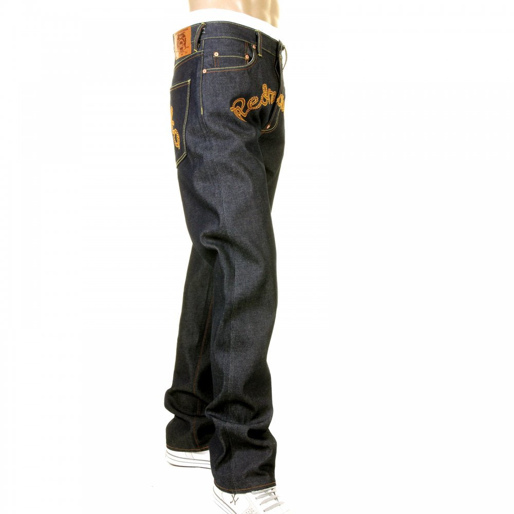 Mens Super Exclusive Design Indigo Selvedge Raw Denim Jeans