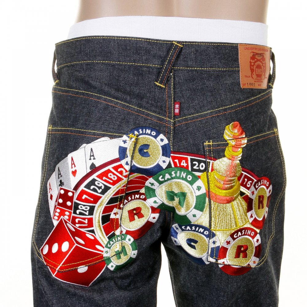 Mens Super Exclusive Design Indigo Raw Denim Jeans with Slim Fit